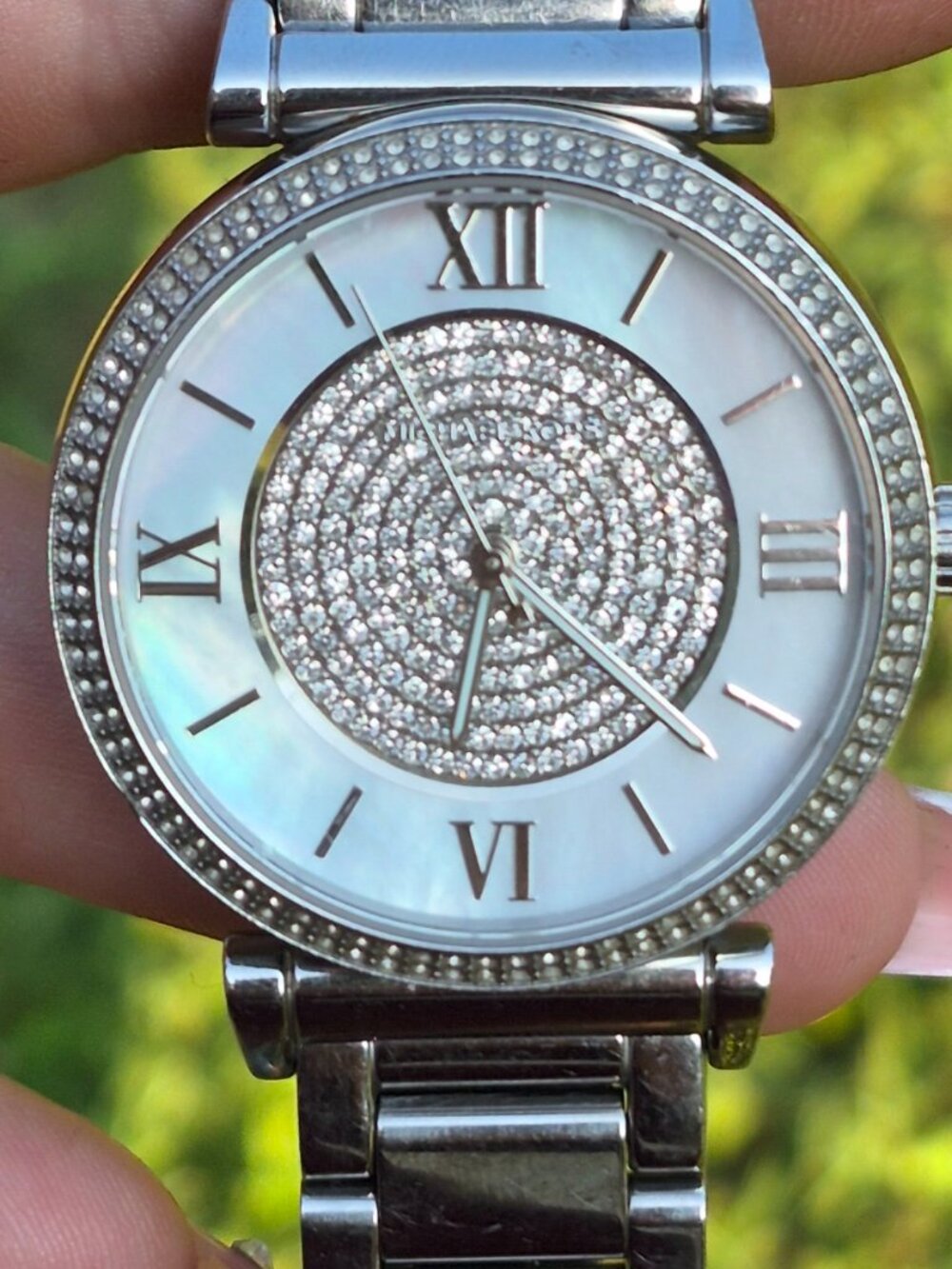 Michael kors mother of pearl and crystal watch